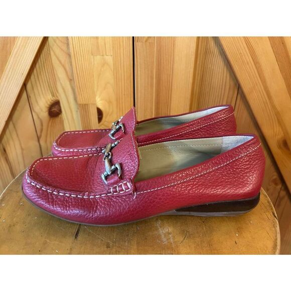 GEOX RESPIRA Red Leather Loafer US Size 8.5-9 EU 39 - Picture 3 of 9
